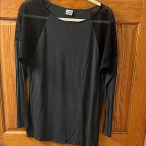 Champion Black Long Sleeve Top with Mesh Detail